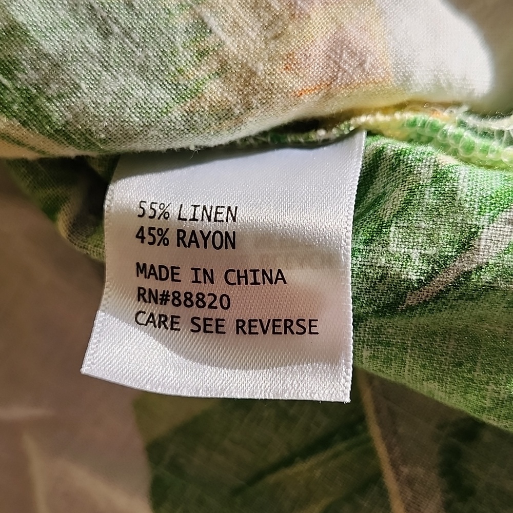 Cynthia Rowley Tropical Print Linen Blend Blouse M - Picture 11 of 11